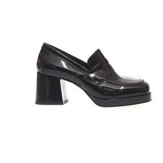 Poesie Veneziane Schoenen, Dames, Zwart, 37 EU, Zwarte Lakleren Loafers Aw 23