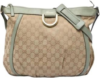 Gucci Pre-owned Canvas Crossbody Bag - Dames - Vintage Schoudertas - Beige - ONE Size - Leer - Vintage
