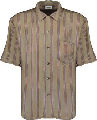 Saint Laurent Cassandre Shirt - Heren - Korte mouwen Overhemden - Groen - XL - Katoen - Overhemden