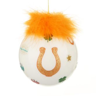 KASANOVA Pallina Natale ferro cavallo arancio 10 cm Good Luck