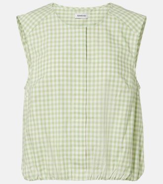 SIMKHAI Gingham cotton-blend top