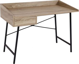 Hhg Escritorio Hhg-811, Mesa De Oficina Escritorio De Ordenador, Caj&oacute;n Estructura 3d 98x114x60cm Mvg-certificado, Aspecto Roble