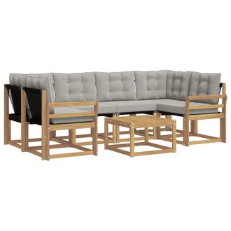 vidaXL Conjunto De Sof&aacute;s De Exterior 7 Pcs Blanco Y Gris Claro Vidaxl