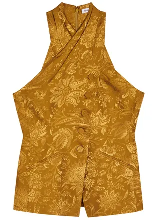 Veronica Beard Pacey Floral-jacquard Satin top - Gold - 10 (UK14 / L)