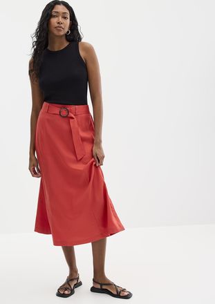 Contemporaine Womens Belted flowy lyocell flared skirt