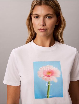 Calvin Klein Jeans Calvin Klein Womens Daisy Graphic Classic T-Shirt - Open White - XL