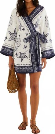 Farm Rio Coast Scarf Mini Dress In Off White