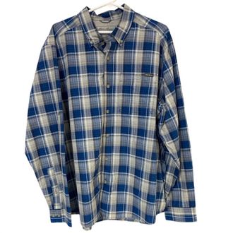Eddie Bauer Mens Plaid Classic Long Sleeve Pack It Tech Shirt In Blue