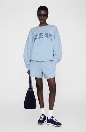 Anine Bing Framed Monogram Kam Short in Pale Blue at Nordstrom, Size X-Small