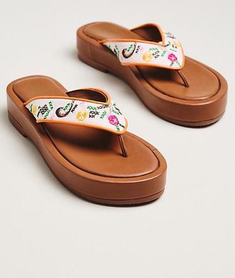 De Siena shoes Natalia Embroidered Thong Sandals