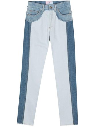 Chiara Ferragni contrast fringed tapered jeans - Blue