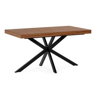 HOMN Mesa de Comedor Extensible efecto Nogal, 140-180 cm