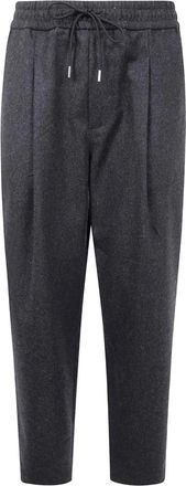 Dr&ocirc;le de Monsieur Donkergrijze Cropped Flanellen Broek - Heren - Slim Fit Broeken - Grijs - XL - Broeken