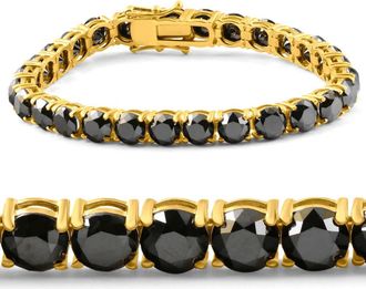 Pompeii3 35Ct Black Diamond 14k Yellow Gold Womens Tennis Bracelet 7