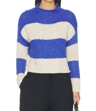 Free People Opal Rugby Sweater In Cobalt Combo