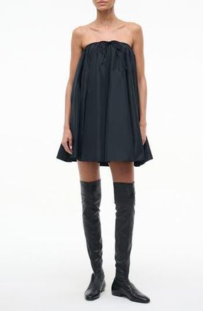 Staud Sofia Strapless Satin Trapeze Minidress in Black at Nordstrom Rack, Size 10