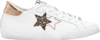 2Star Witte leren sneakers met koper- en zwarte details - Dames - Sneakers - Wit - 36 EU - Leer - Schoenen
