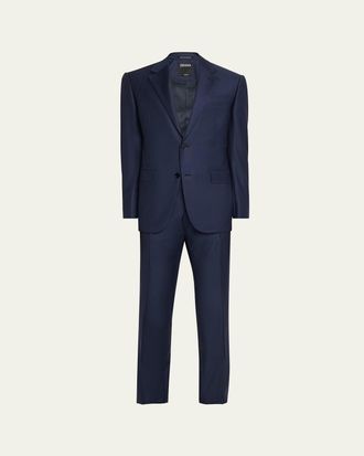 Ermenegildo Zegna Mens Trofeo Wool Texture-Stripe Two-Piece Suit