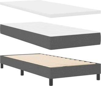 vidaXL Cama Box Spring Con Colch&oacute;n Gris Oscuro 140 X 200 Cm Vidaxl
