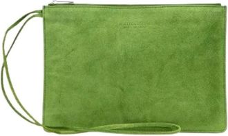 Bottega Veneta Pre-owned Clutches, female, Green, Size: ONE SIZE Pre-owned Suede Clutch