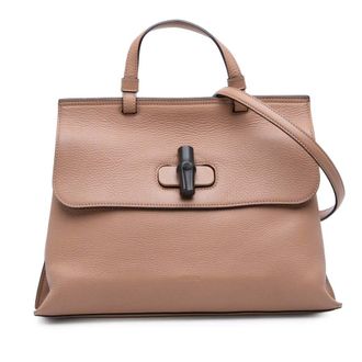 Gucci Pre-owned Gucci Medium Leather Bamboo Daily Satchel Ladies 392013 001998