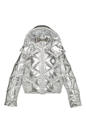 MCM Apr&egrave;s-Ski Quilted Puffer Jacket in Metallic Polyester in Silver at Nordstrom, Size X-Small Eu