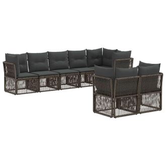 vidaXL Conjunto De Sof&aacute;s De Jard&iacute;n 8 Pcs Gris Rat&aacute;n Sint&eacute;tico Vidaxl