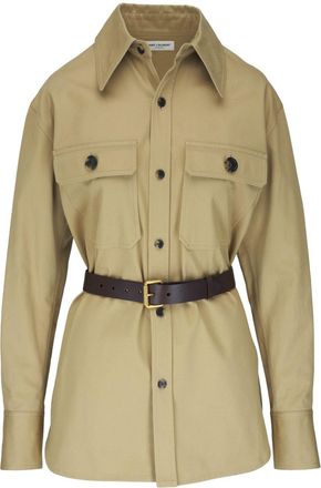 Saint Laurent straight-point collar shirt - women - Cotton - 38 - Neutrals