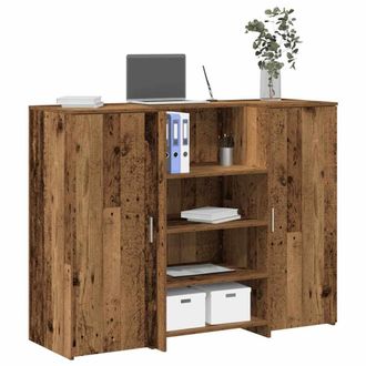Berkfield Home Reception Desk Old Wood 135x50x103.5 cm Engineered Wood in Brown