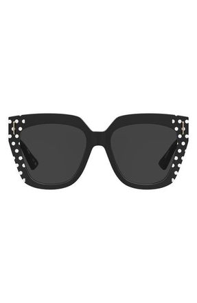 Moschino 55mm Square Sunglasses in Pattern Black/Grey at Nordstrom
