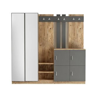 Dmora Muebles de entrada efecto madera roble, antracita 187x38 cm