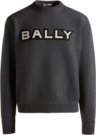 Bally logo-patch jumper - men - Wool - 50 - Grey