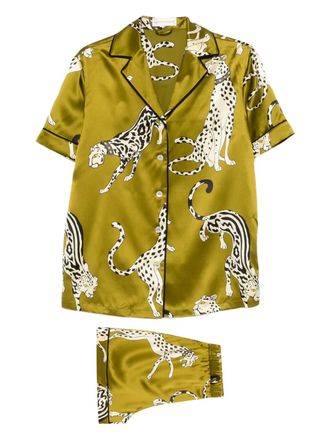 Olivia Von Halle Pigiama Ingo Chanson con stampa (2 pezzi) - Verde