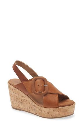 Cordani Dustin Slingback Platform Wedge Sandal in Cuoio Leather at Nordstrom, Size 5.5Us