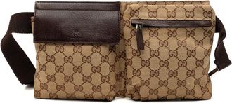 Gucci Marsupio Double Pocket in tela GG con tasche 2000-2015 - Marrone