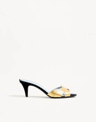 Valentino Garavani Sandalo Foliefoliage In Camoscio 85mm Donna NERO/ORO 35.5