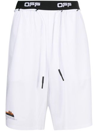 Off-white logo-waistband Arrows shorts - men - Polyester/Elastane - S