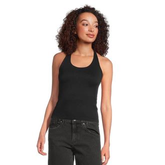 Free People Clean Lines Tank Top Womens Black Racerback Halter Neck GBO3862
