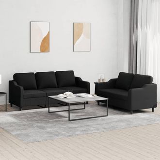 vidaXL Vidaxl - Juego De Sof&aacute;s Con Cojines 2 Piezas Tela Negro