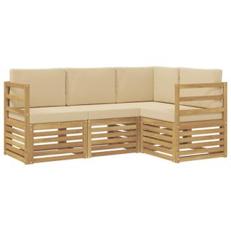 vidaXL Juegos De Sof&aacute;s 4 Pcs Y Beige 185,5 X 126,5 X 73 Cm Poli&eacute;ster Vidaxl