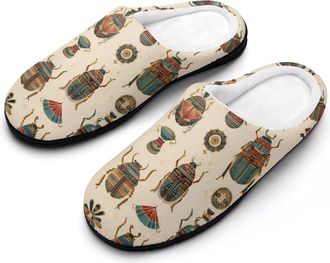 Generic Ancient Egyptian Pattern Mens House Slippers Memory Foam Washable Cotton Slip on Home Shoes