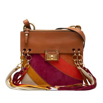 Chlo&eacute; Pre-owned Chloe Small Calfskin and Suede Patchwork Fringe Jane Crossbody Ladies BZ6RR3P5QY0F72VH