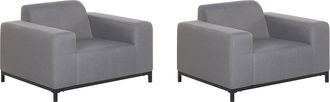 Beliani Conjunto De 2 Sillones De Poli&eacute;ster Gris Negro Patas Metal Rovigo