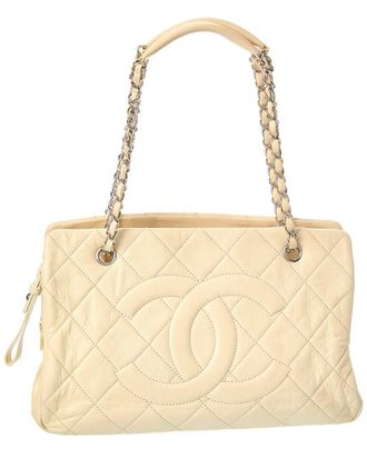 Chanel Neutral Quilted Leather Coco Mark Tote (Authentic Pre-Loved)