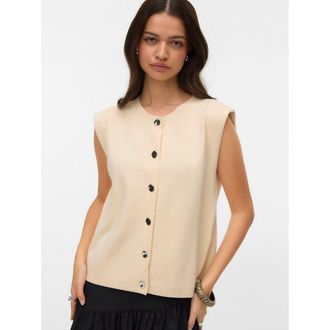 Vero Moda Mouwloos vest met knoopsluiting en ronde hals