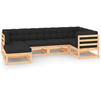 vidaXL Vidaxl - Juego De Muebles De Jard&iacute;n 6 Pzas Y Cojines Madera Maciza Pino