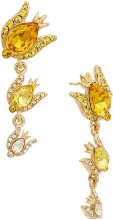 Oscar De La Renta Rose Crystal 3-Drop Earrings