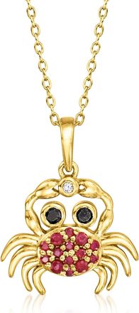 Ross-Simons Ruby and. Black Spinel Crab Pendant Necklace With Diamond Accent in 18kt Gold Over Sterling