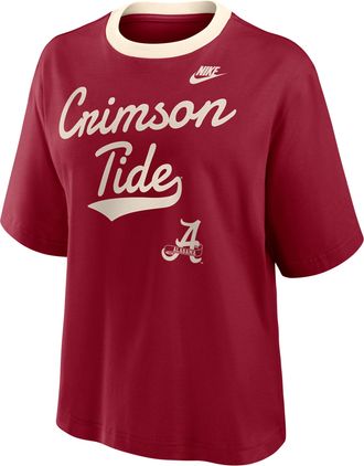 Nike Alabama Legacy Fight Song Boxy Nike Womens College T-Shirt in Red | 01CM0E8IABV-U0X