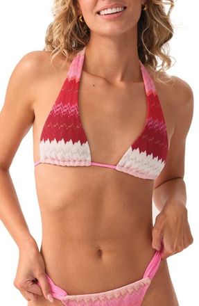 PQ Swim Eleanor Metallic Halter Bikini Top in Scarlet at Nordstrom, Size Large